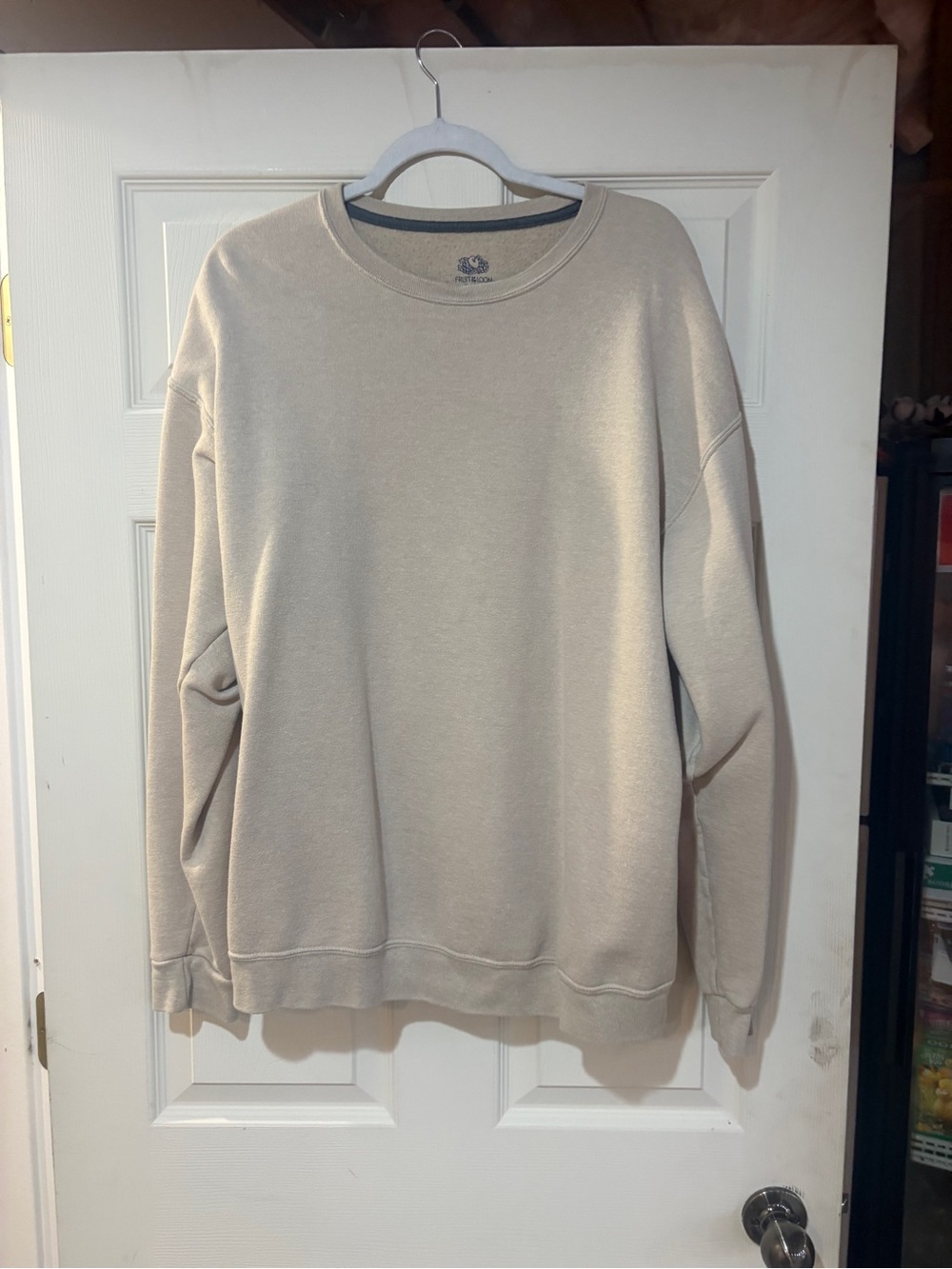 Fruit of the Loom Men's Crewneck Sweatshirt in Light Tan